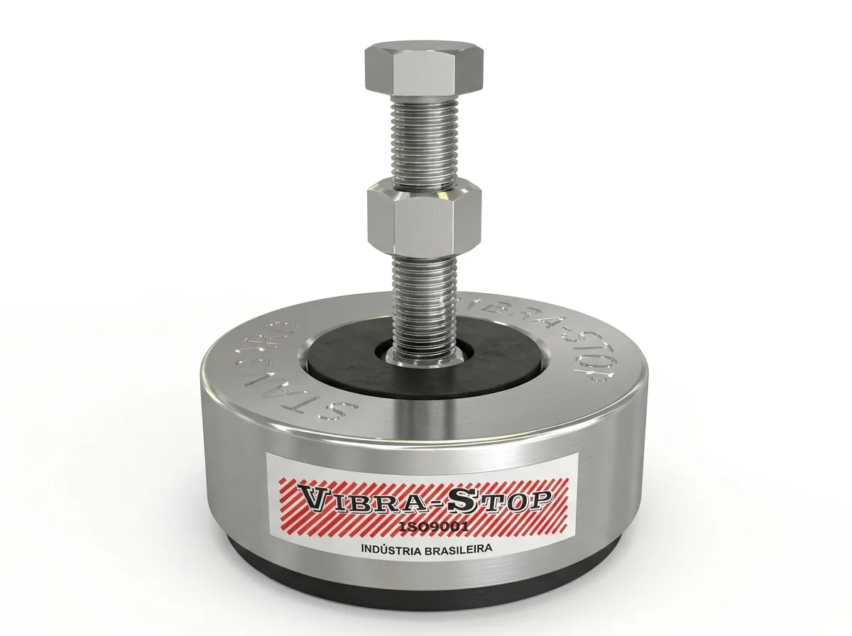 Amortecedor Vibra-Stop Linha Tradicional — carcaça em ferro fundido com parafuso de nivelamento
