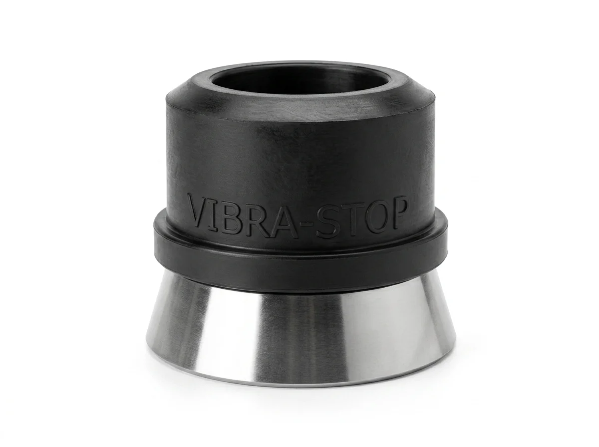 Amortecedor Vibra-Stop Linha TUB — acabamento de borracha para tubos redondos em mesas, bancadas e móveis