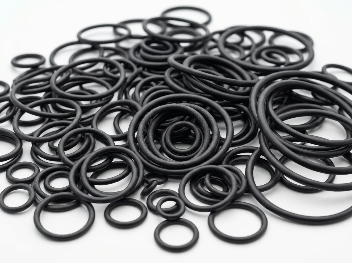 Variedade de O-rings de nitrila preta em diferentes diâmetros — Guarubor Borrachas
