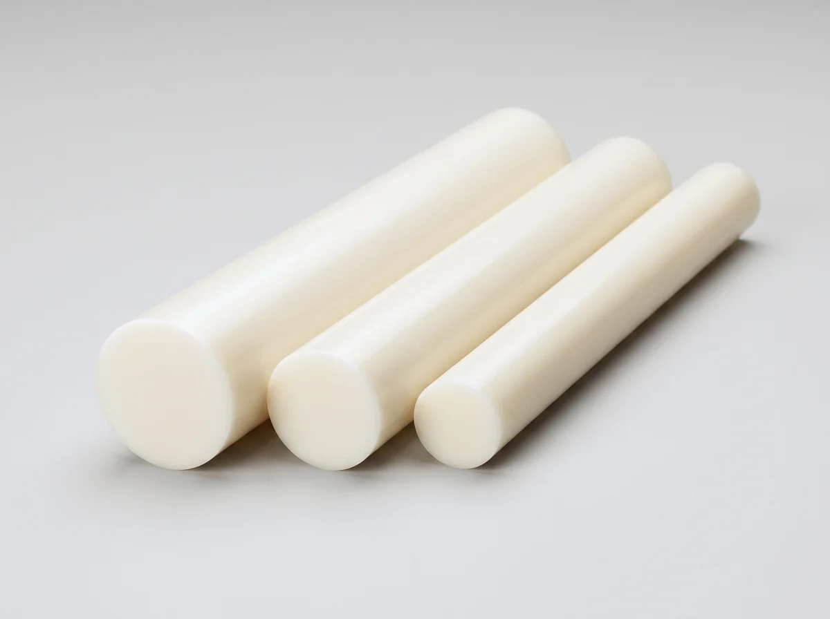 Tarugo de Delrin POM acetal branco leitoso em várias bitolas — Guarubor Borrachas