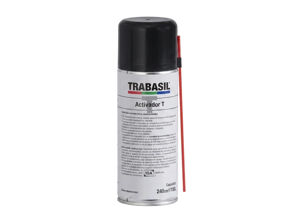Trabasil Ativador T — aerossol auxiliar que acelera a cura dos produtos Trabasil em superfícies inativas e baixas temperaturas