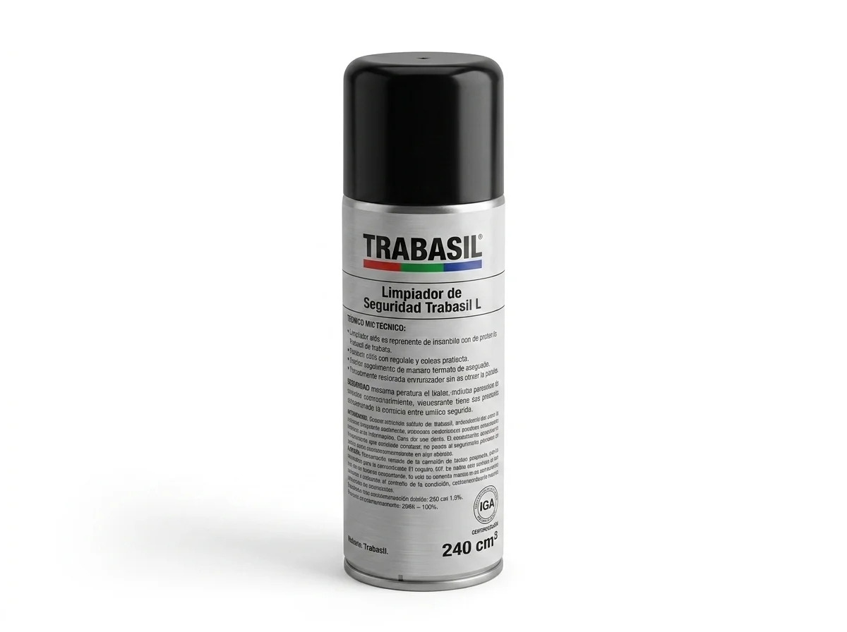 Trabasil Limpador L — aerossol de limpeza que remove graxas e óleos para garantir cura completa dos produtos Trabasil